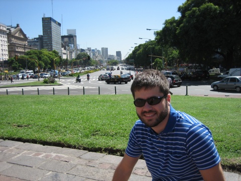 Resting in the middle of the wide avenue.