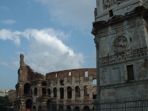Arch of Titus and Colosseum.