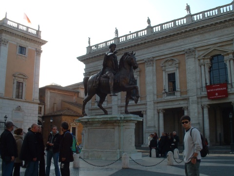 Matt and Marcus Aurelius in Campidoglio (Capitoline Hill).